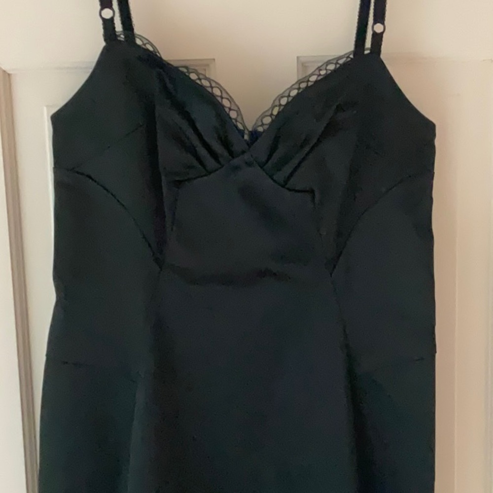 NWT D&G DOLCE & GABBANA Satin black midi dress eu 46 US 10 12 lace accent